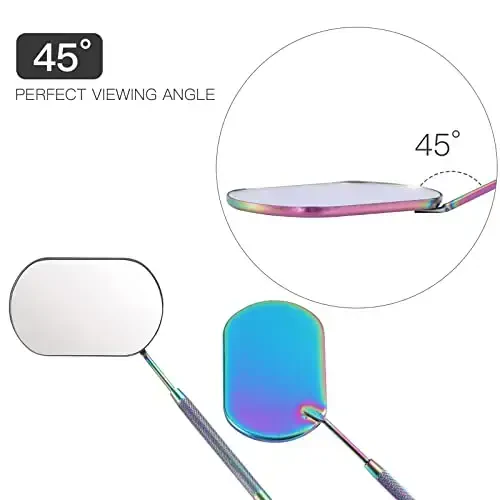 Pretty memory Large Lash Mirror, zanglamaydigan po'latdan yasalgan kirpik uchun makiyaj oynasi, kirpik qo'shimchalari uchun (Rainbow Color) - 4