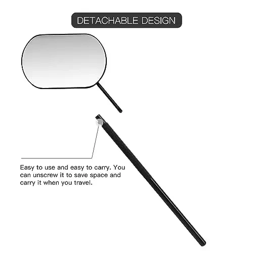 Pretty memory Lash Mirror, 2.2 Inches Large Eyelash Mirror for Lash Extensions, Eyelash Extension Supplies for Techs, Portable Stainless Steel Detachable Makeup Mirror (Black) - 3
