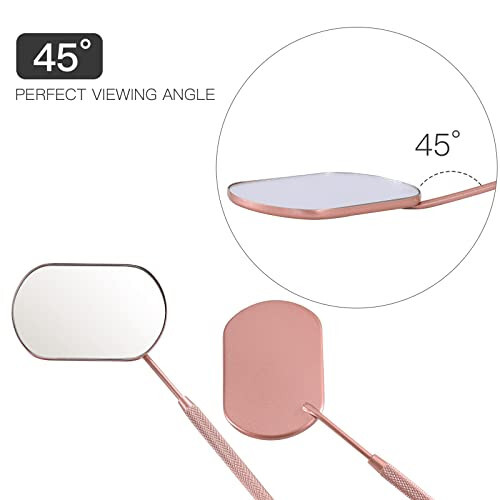 Pretty memory Lash Mirror, 2.2Inches Stainless Steel Makeup Mirror, Eyelash Extensions Accessories for Lash Extension Supplies, Lash Tech Must Haves (Rose Gold) - 5