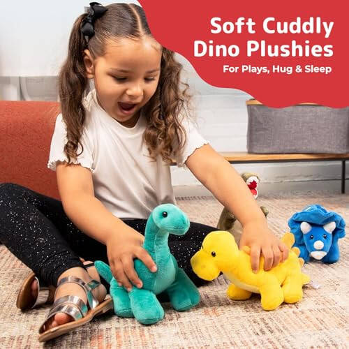 Prextex Peluş Dinozor Peluş Oyuncak, 4'lü Paket, 10 inç Sevimli Dinozor Peluş Oyuncaklar 3 Yaş ve Üzeri Erkek ve Kız Çocukları İçin, Peluş Dinozorlar Erkek Çocuklar İçin, Yumuşak Dinozor Peluş Oyuncaklar Dinozor Parti Hediyeleri, Peluş Dinozor - 2