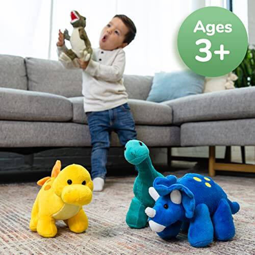 Prextex Plush Dinosaur Stuffed Animal, 4pk, 10'' Cute Dinosaur Plush Toys for Boys & Girls Ages 3+, Stuffed Dinosaurs for Boys, Soft Dino Plush Stuffed Animals Dinosaur Party Favors, Stuffed Dinosaur - 42