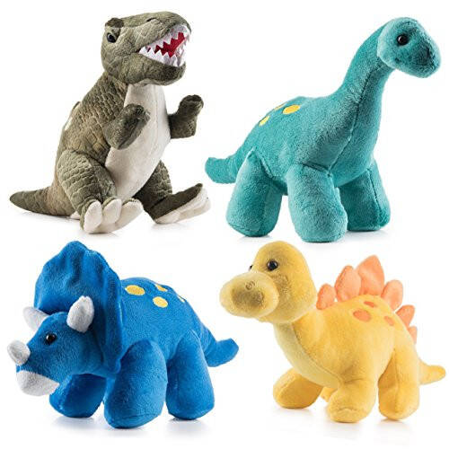 Prextex Plush Dinosaur Stuffed Animal, 4pk, 10'' Cute Dinosaur Plush Toys for Boys & Girls Ages 3+, Stuffed Dinosaurs for Boys, Soft Dino Plush Stuffed Animals Dinosaur Party Favors, Stuffed Dinosaur - 25