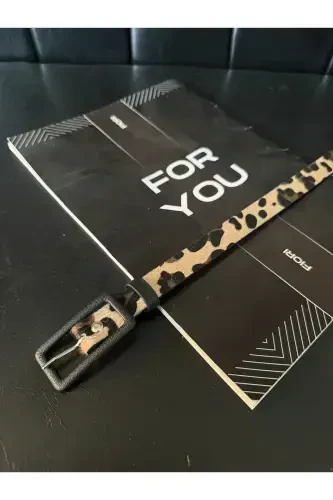 Прямоугольный Обтяжной Тонкий Женский Ремень для Брюк с Пряжкой, Ремень для Куртки, Ремень для Рубашки - Леопард - 3