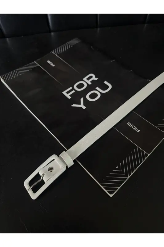 Прямоугольный Тонкий Женский Ремень для Брюк с Пряжкой, Ремень для Куртки, Ремень для Рубашки - Белый - 2