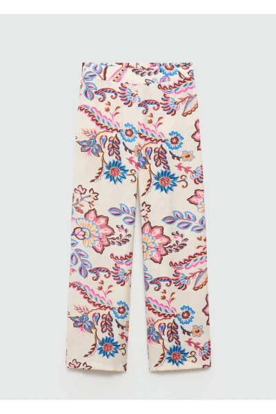 Прямые брюки с цветочным принтом - 3