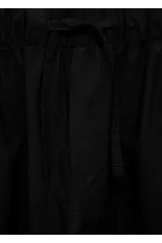 Прямые льняные брюки - Черный - 5