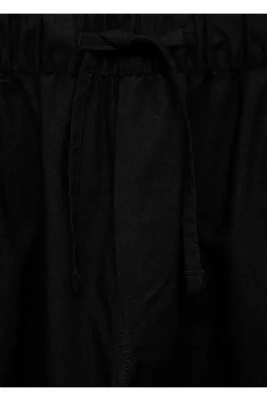 Прямые льняные брюки - Черный - 5