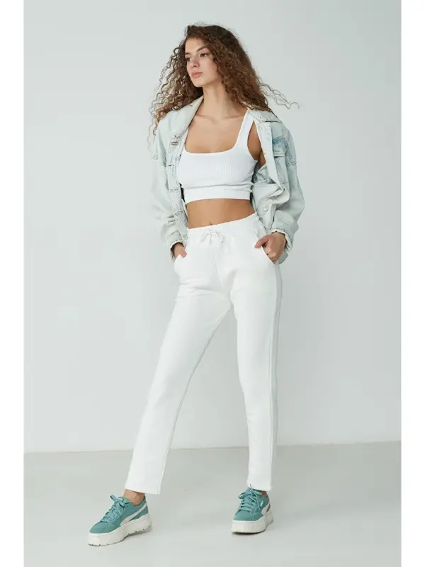 Прямые Спортивные Брюки 901 Экрю-Экрю - 2