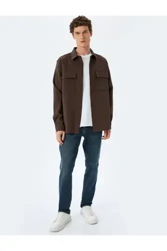 Прямые хлопковые джинсы с карманами - 1