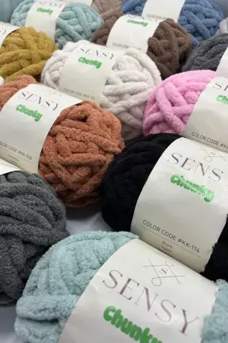 Пряжа для ручного вязания Chunky 200 гр Пряжа для вязания пальцами Черный-Черный - 7