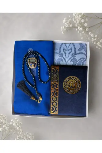 Приданое, Подарочный, Свадебный набор Бохчасы, Ясин, Четки, Zikir Matik, набор седжаде, Седжаде-темно-синий 