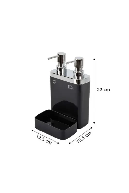 PRIMA NOVA VIVA 2-Piece Liquid Soap Dispenser with Sponge - Black - 2