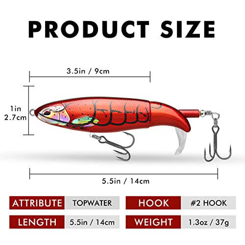 Приманки для поверхностной рыбалки TRUSCEND с крючками BKK, многофункциональные приманки Plopper для ловли окуня, сома, щуки, судака, приманка для ловли окуня на поверхности воды с пропеллерным хвостом, плавающая приманка-карандаш - 3