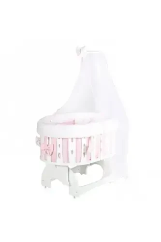 Prince Mother Side Rocking Fixed Canopy Basket Cradle - Swing Hammock Baby Cradle Main Series-PINK - 1
