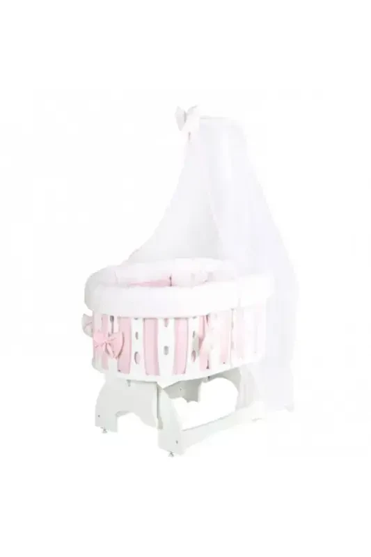 Prince Mother Side Rocking Fixed Canopy Basket Cradle - Swing Hammock Baby Cradle Main Series-PINK - TURHAN BEBE