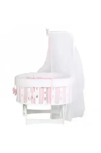 Prince Mother Side Rocking Fixed Canopy Basket Cradle - Swing Hammock Baby Cradle Main Series-PINK - TURHAN BEBE (1)