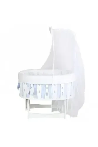 Prince Mother Side Rocking Fixed Canopy Basket Cradle - Swing Hammock Baby Crib Main Series-BLUE - TURHAN BEBE (1)