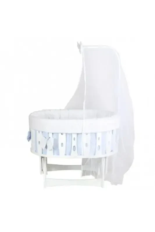 Prince Mother Side Rocking Fixed Canopy Basket Cradle - Swing Hammock Baby Crib Main Series-BLUE - 2