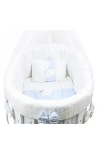 Prince Mother Side Rocking Fixed Canopy Basket Cradle - Swing Hammock Baby Crib Main Series-BLUE - 3