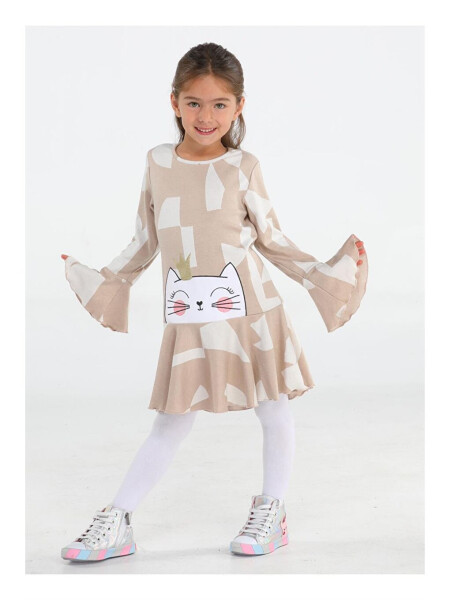 Princess Beige Ruffled Girl Dress - 2