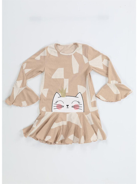 Princess Beige Ruffled Girl Dress - 4