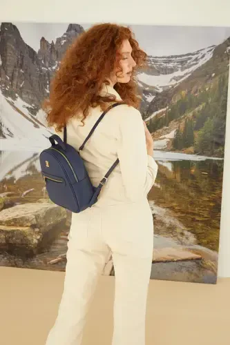 Print Dark Blue Women's Backpack 05PO22Y1541-Print Dark Blue - 1
