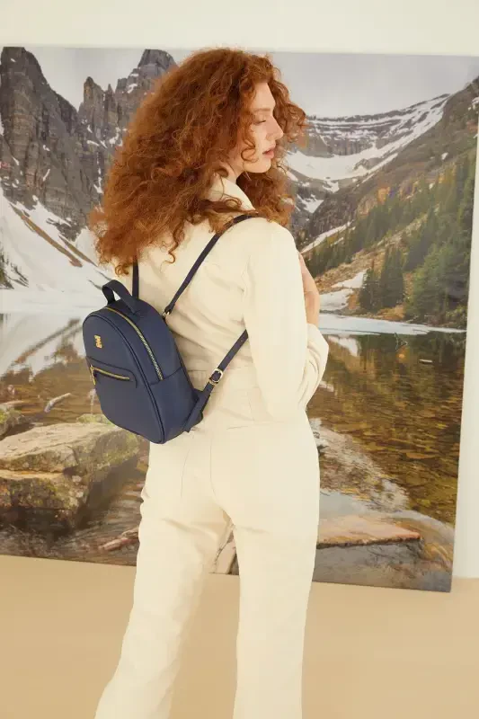 Print Dark Blue Women's Backpack 05PO22Y1541-Print Dark Blue - 1