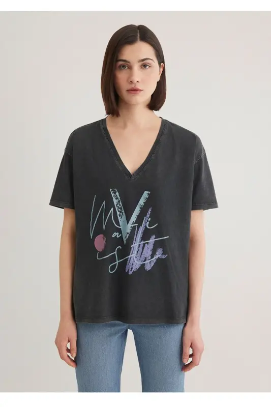 printed anthracite oversized istanbul t-shirt - 2