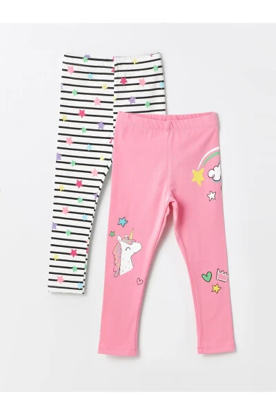 Printed Baby Girl Leggings with Elastic Waistband (2 Pack) - LC WAIKIKI