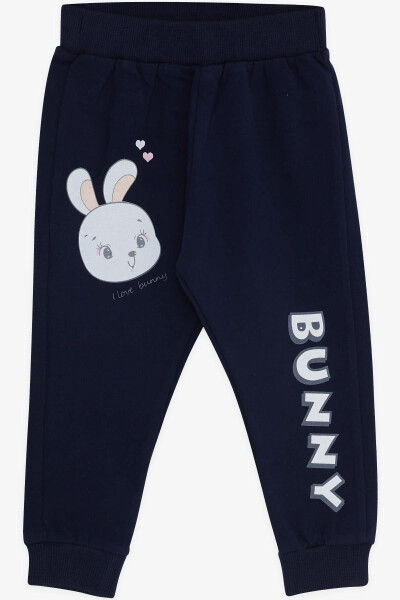 Printed Baby Girl Sweatpants 9 Months-3 Years, Navy - BREEZE
