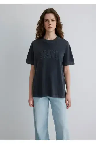 Printed Black T-Shirt Loose Fit / Relaxed Fit 1 - 3