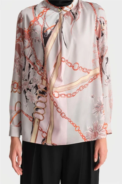 Printed blouse, mink color. - 11