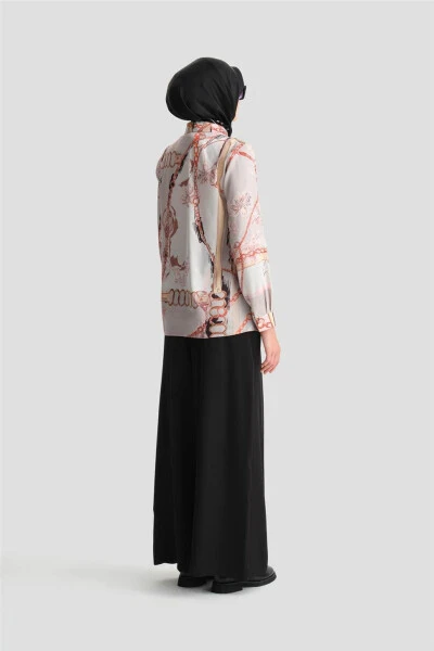 Printed blouse, mink color. - 12