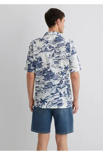 Printed Blue Shirt Regular Fit 021 - 5