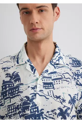 Printed Blue Shirt Regular Fit 021 - 6