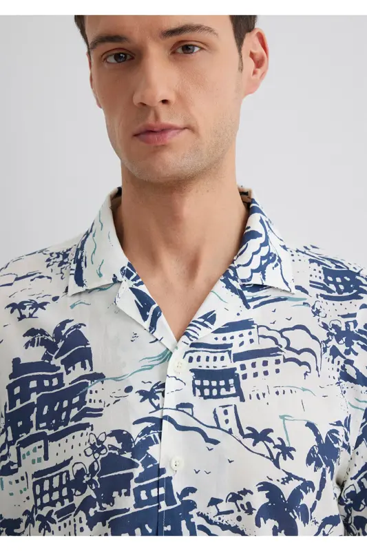 Printed Blue Shirt Regular Fit 021 - 6