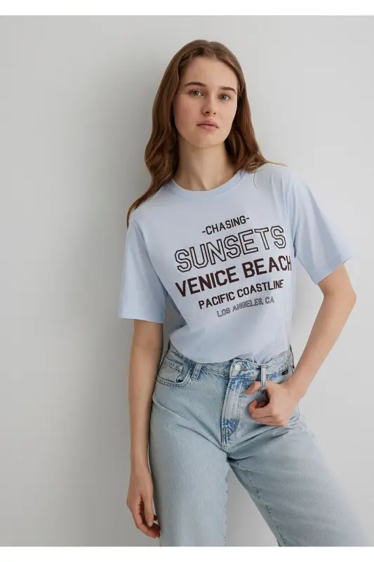 Printed Blue T-shirt Regular Fit / Normal Cut 161 - MAVI