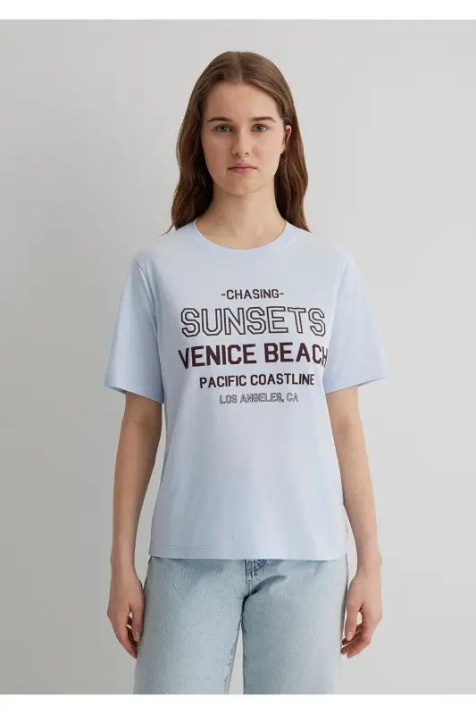 Printed Blue T-shirt Regular Fit / Normal Cut 161 - 3