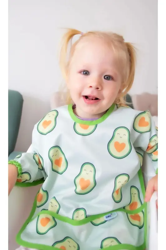Printed BLW Sleeve Bib Avocado Pattern - 1