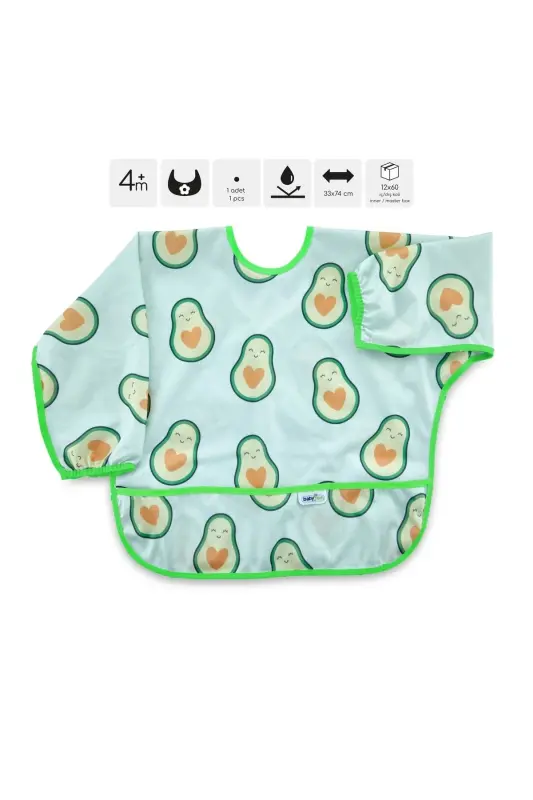 Printed BLW Sleeve Bib Avocado Pattern - 3