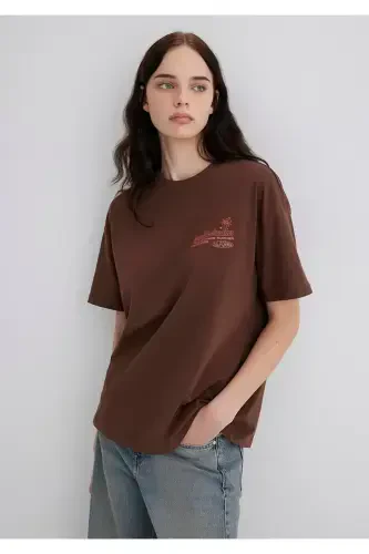 Printed Brown T-shirt Loose Fit - 4