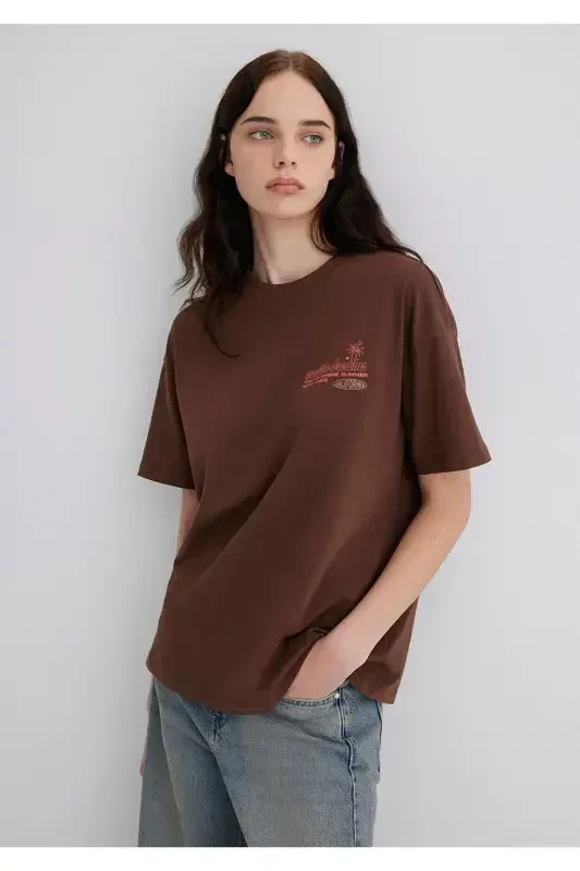 Printed Brown T-shirt Loose Fit - 4