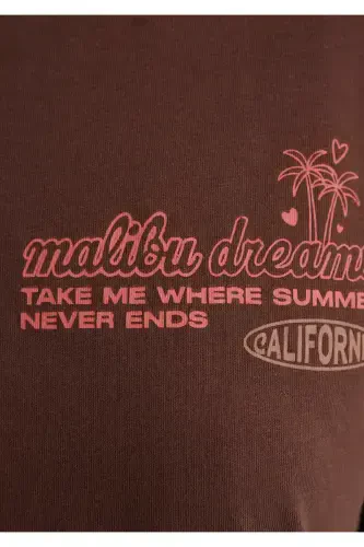 Printed Brown T-shirt Loose Fit - 8