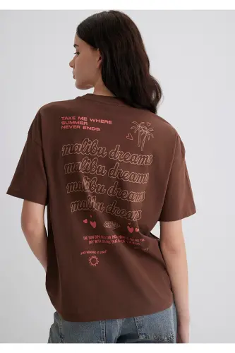 Printed Brown T-shirt Loose Fit - MAVI (1)