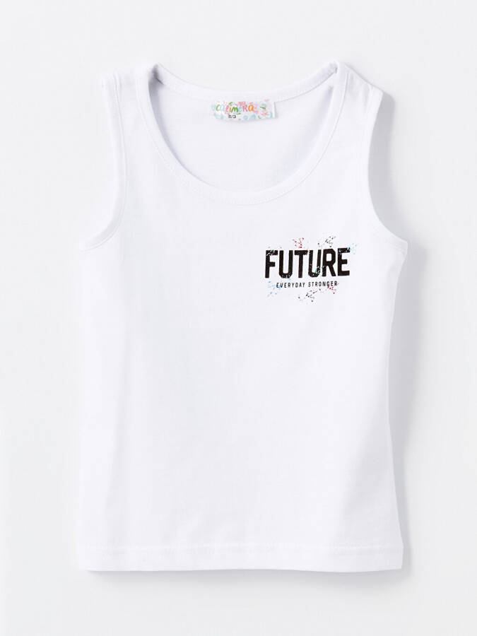 Printed Crew Neck Baby Boy Tank Top - 4