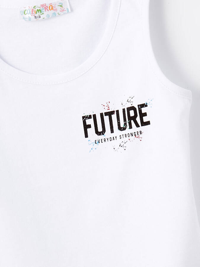 Printed Crew Neck Baby Boy Tank Top - 5