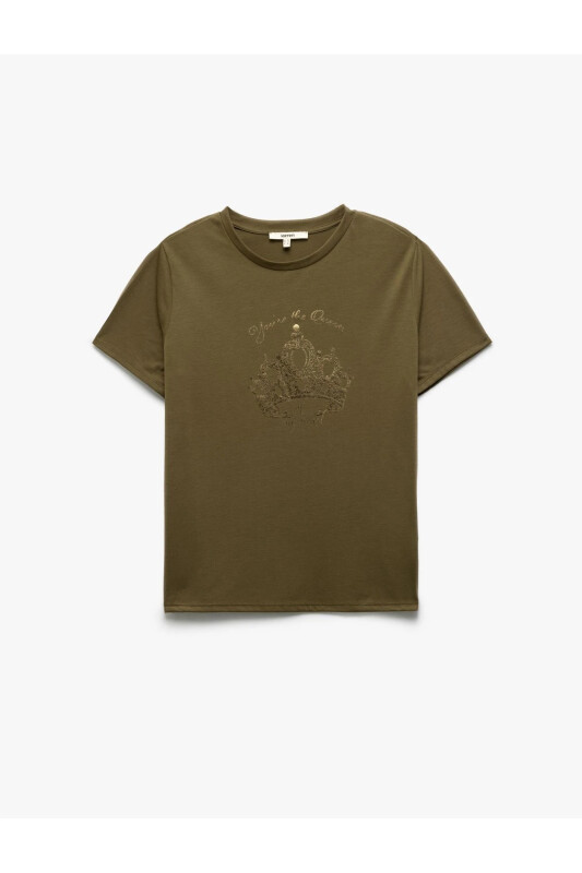 Printed Crew Neck Short Sleeve Women's T-Shirt - KOTON