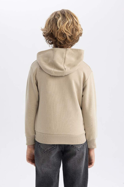 Printed Hooded Thick Sweatshirt Beige for Boys - 6