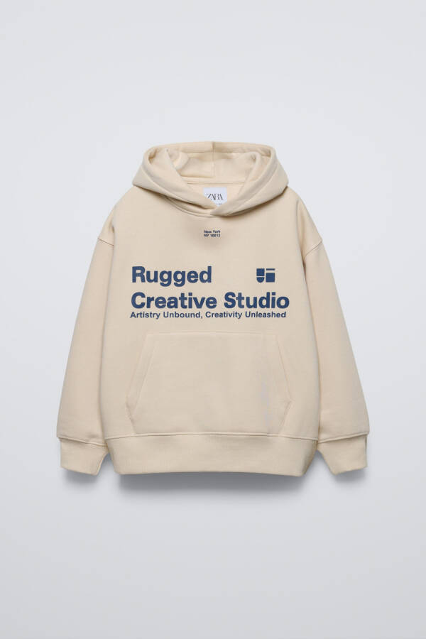 PRINTED HOODIE - Ecru - 1