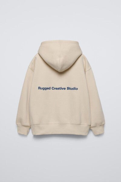 PRINTED HOODIE - Ecru - 2